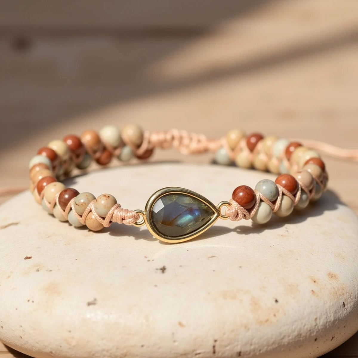 Bracelet tressé « Sagesse » en jaspe et labradorite