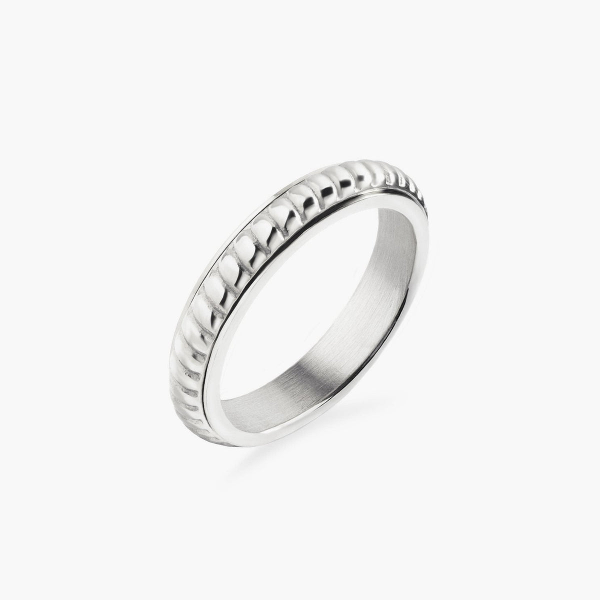 bague plissée tournante en argent