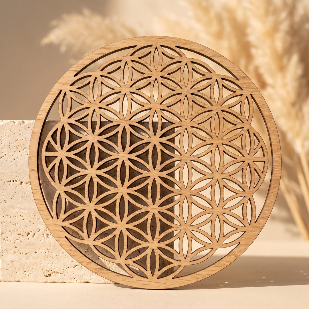 Flower of Life "Symbol of Harmony" in Natural Wood