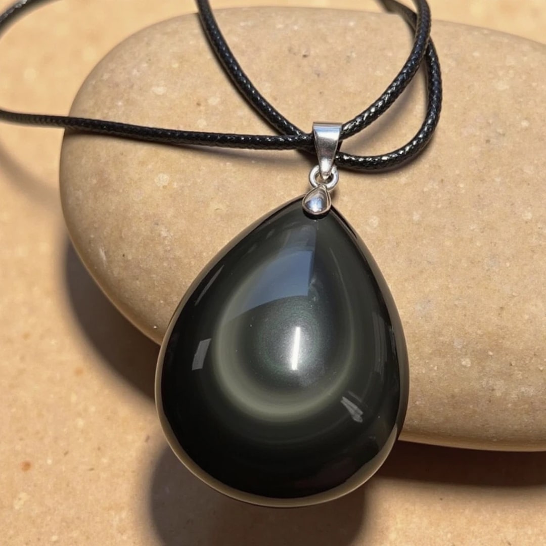 Pendentif Goutte en Obsidienne Œil Céleste