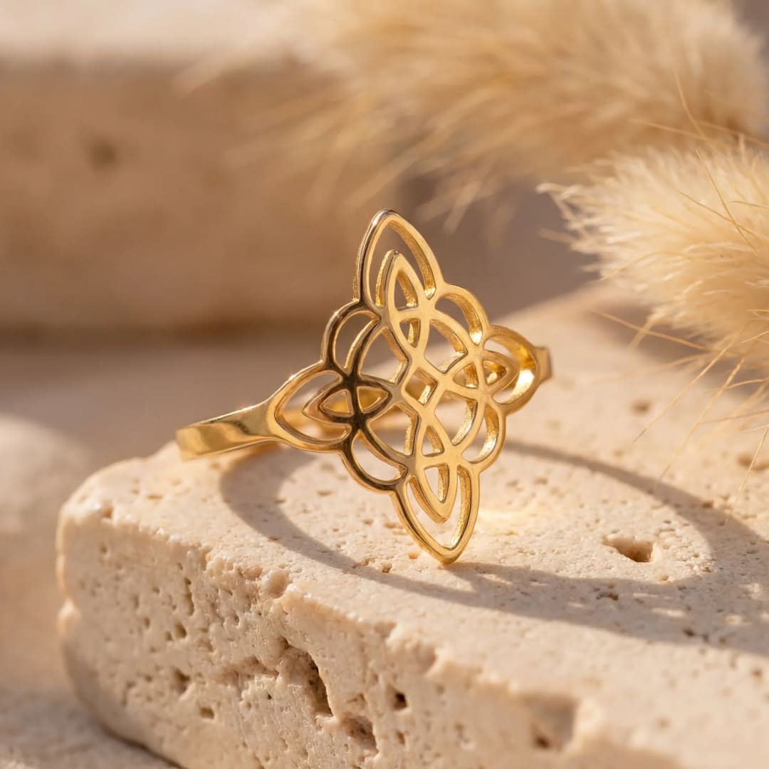 Bague Ajustable "Symbole de Protection" - Nœud de Sorcière