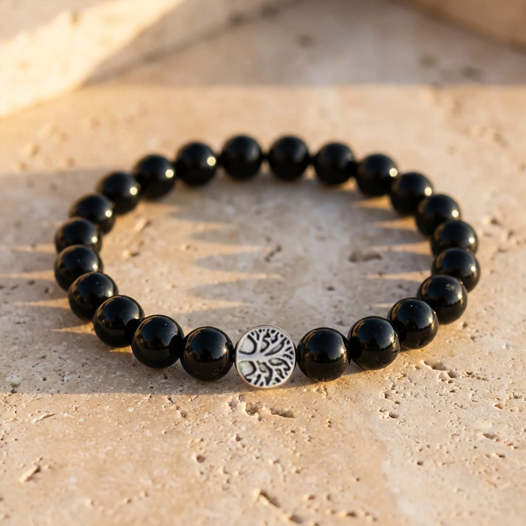 Armband "Schützender Anker" aus schwarzem Obsidian