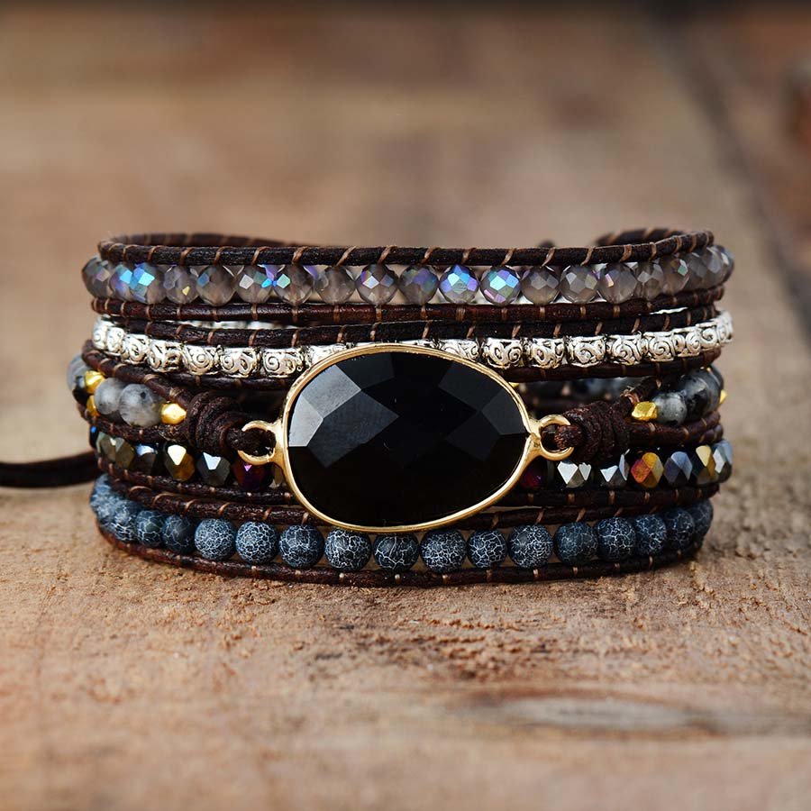"Meistersymbol" Wickelarmband aus Onyx