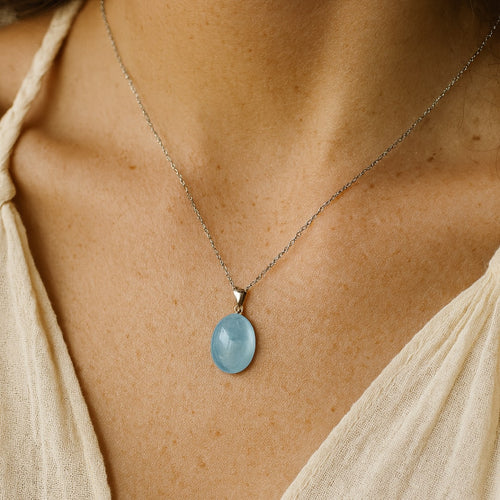 "Deep Calm" Pendant in Aquamarine