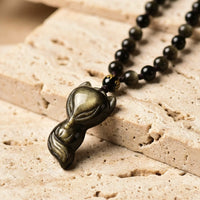 Pendentif "Renard Sage" en Obsidienne Dorée 3