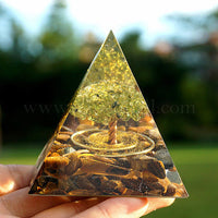 Orgonit „Surya – Baum des Glücks“ aus Tigerauge & Peridot 3