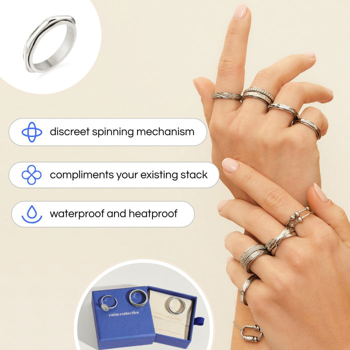 silver spinning bamboo ring