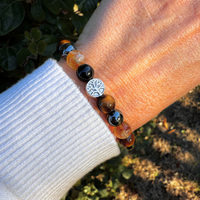 Bracelet "Force & Lumière" en œil de tigre, citrine, hématite et obsidienne 4
