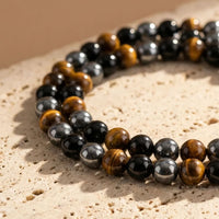 Collier "3 Protections" en hématite, obsidienne et œil de tigre 4