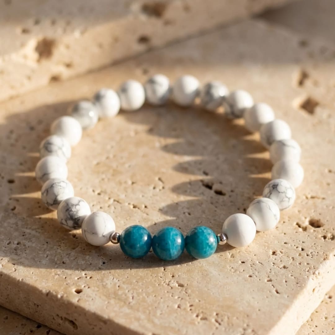 "Motivation" Armband aus Apatit & Howlith