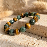 "Balance & Protection" Bracelet in Tiger's Eye & Moss Agate 3