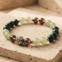 Armband „Chance & Protection“ aus Aventurin, Malachit und Rauchquarz 1