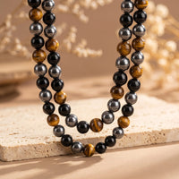 Collier "3 Protections" en hématite, obsidienne et œil de tigre 3