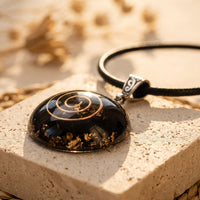 "Symbolic Protection" Orgonite Pendant in Black Obsidian 3