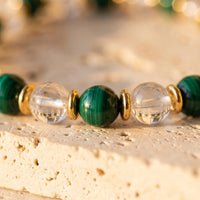 Bracelet "Nouveau Départ" en Malachite et Cristal de Roche 3