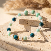 Armband „Lagoon Dream“ aus Amazonit, Apatit & gekracktem Bergkristall 1