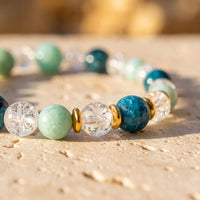 Armband „Lagoon Dream“ aus Amazonit, Apatit & gekracktem Bergkristall 3