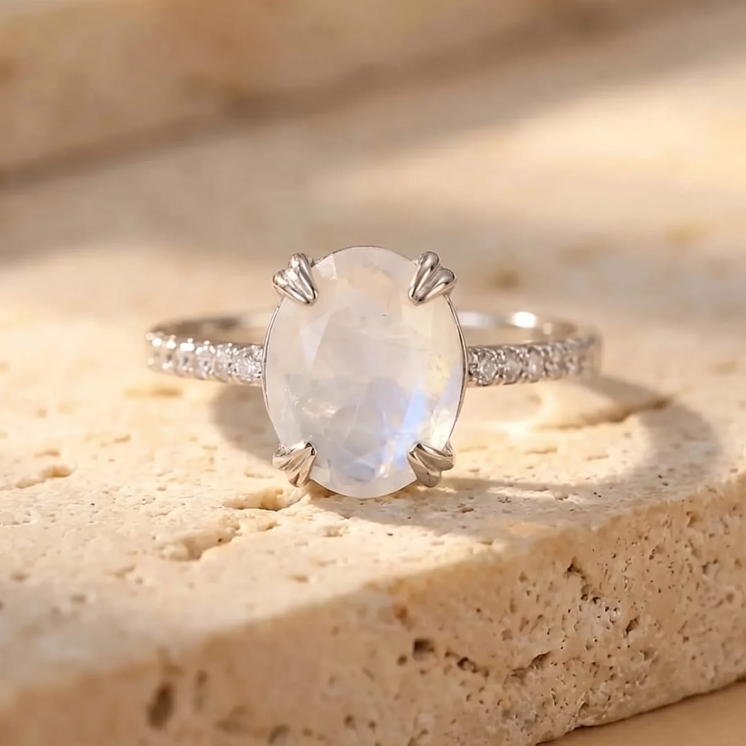 Verstellbarer „Kirana“-Ring aus Mondstein & Silber