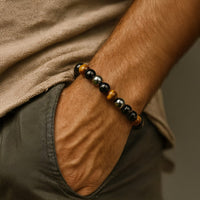 Bracelet "3 protections" en œil de tigre, hématite et obsidienne noire 7