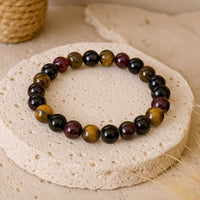 "Success & Protection" Bracelet in Tiger's Eye, Garnet, Black Tourmaline & Smoky Quartz 5