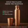 Certified Ayurveda Pure Copper Water Bottles - V2 Hand-Hammered Edition