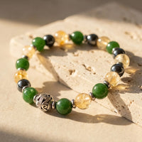 Bracelet "Symboles de Chance" en Jade, Citrine et Hématite 1