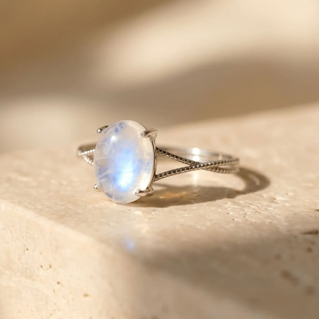 Bague Ajustable « Clarté de l'Âme » en Pierre de Lune