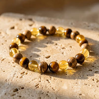 Bracelet "Protection & Prospérité" en œil de tigre, citrine et jaspe paysage 1