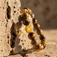 Bracelet "Protection & Prospérité" en œil de tigre, citrine et jaspe paysage 5