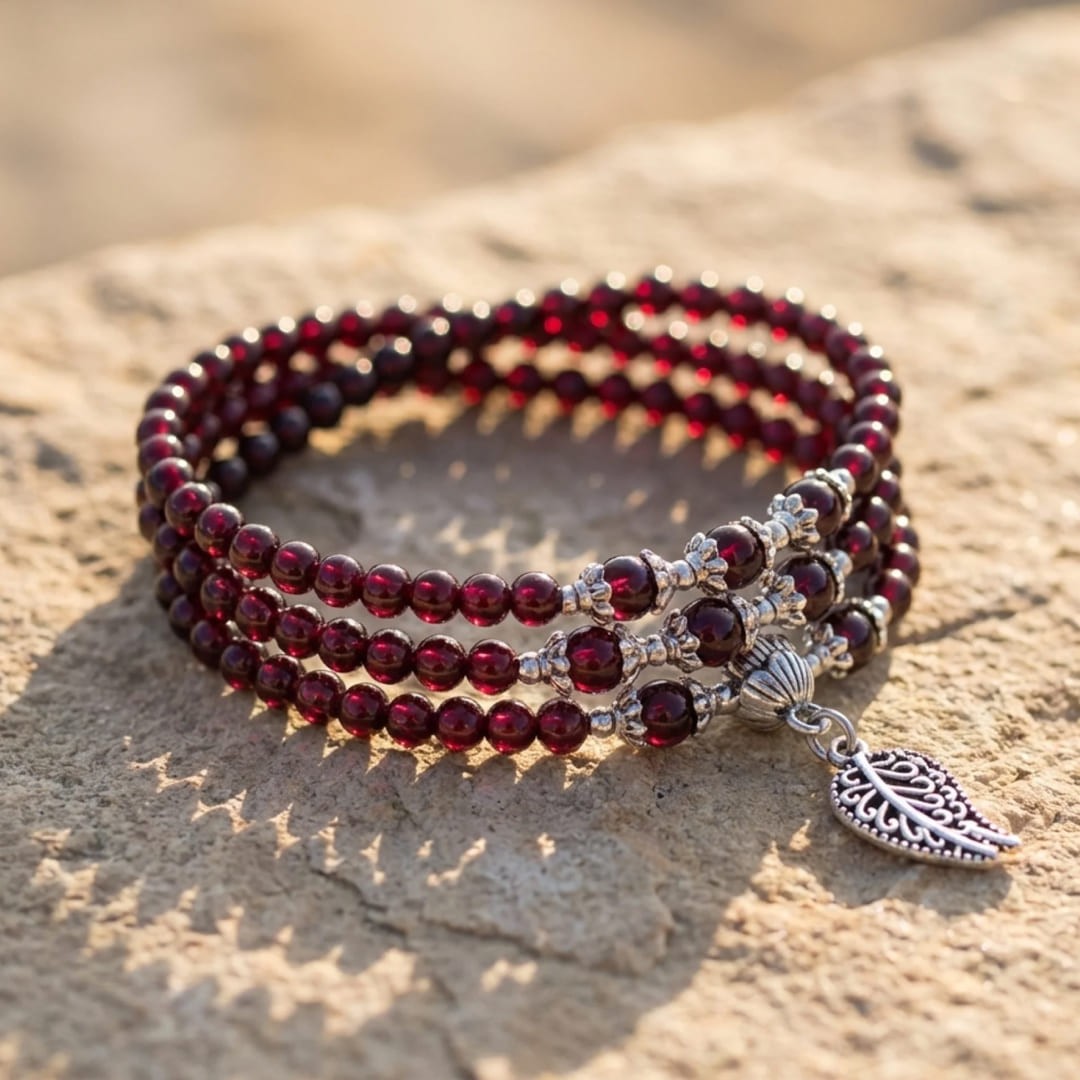 "Abundance" Mehrfach-Wickelarmband in Granat