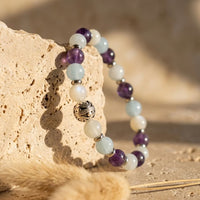 Premium Armband „Inner Sky“ aus Amethyst, Aquamarin & Mondstein 3