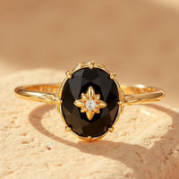 Bague Ajustable "Charme Nocturne" en Agate Noire 1