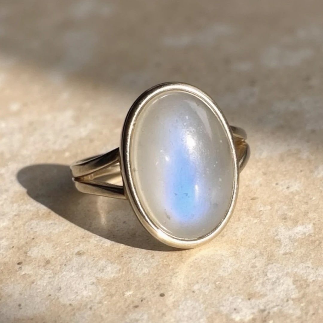 Adjustable Ring "Astral Sweetness" in Moonstone