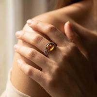 Adjustable Ring "Solar Glow" in Amber 2