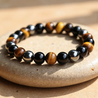 Bracelet "3 protections" en œil de tigre, hématite et obsidienne noire 1