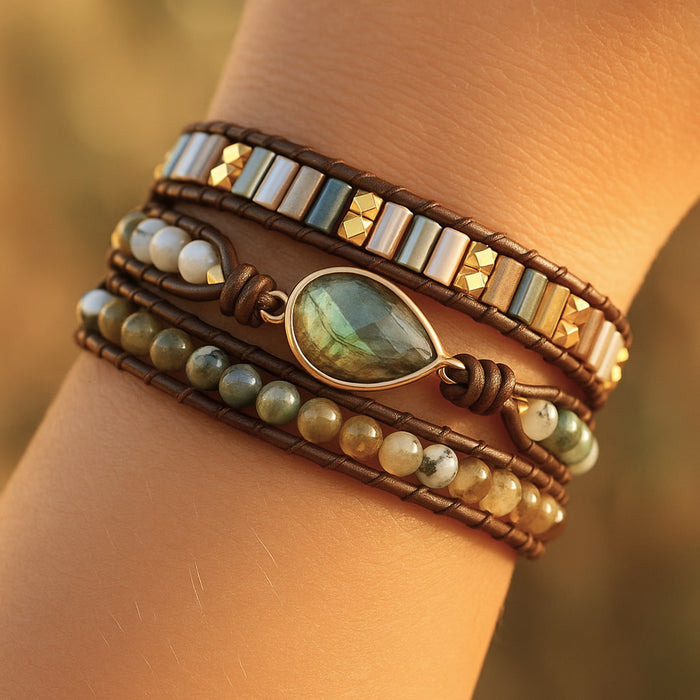 „Symbolischer Schutz“ Labradorit-Wickelarmband