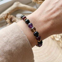 Bracelet "Harmonie & Protection" en Shungite, Quartz fumé, Améthyste et Grenat 4