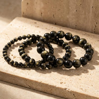 Bracelet "Halo de Lumière" en Obsidienne Dorée 5