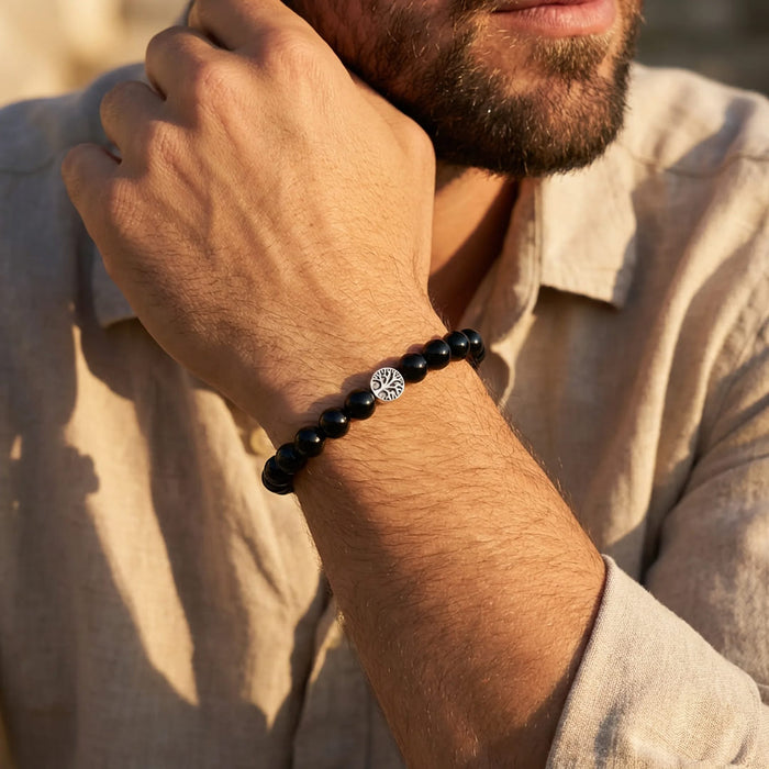 Armband "Schützender Anker" aus schwarzem Obsidian