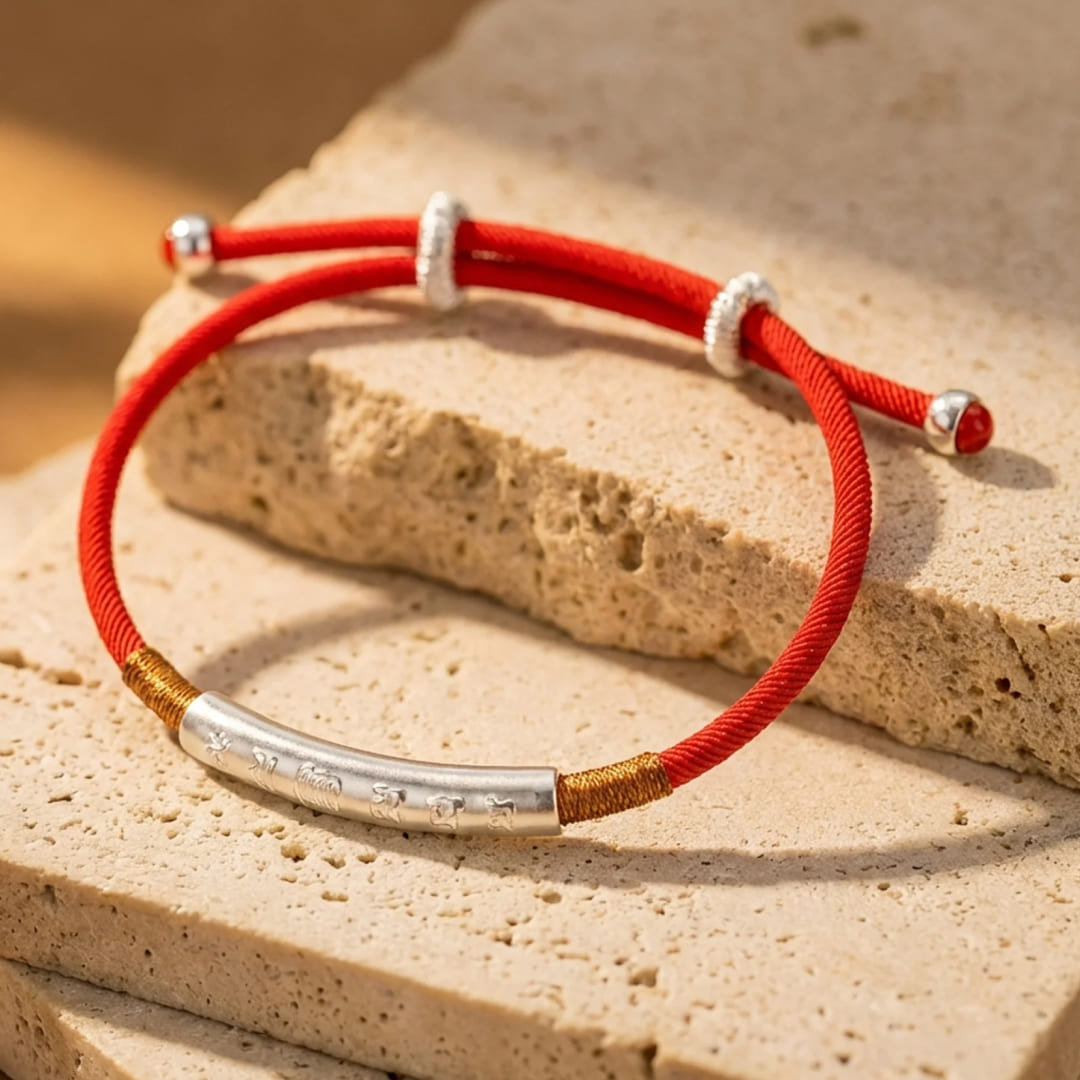 Bracelet cordon rouge "Mantra" - Porte-bonheur symbolique