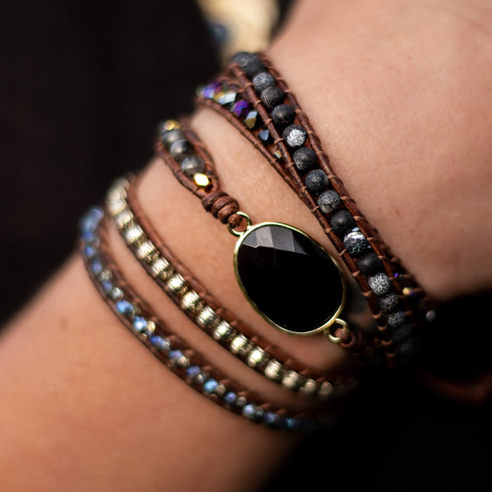 "Meister-Symbol" Wickelarmband aus Onyx