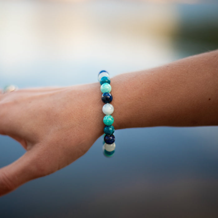 "Ocean" Bracelet in Amazonite, Lapis Lazuli, Aquamarine & Apatite