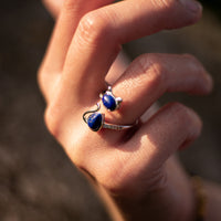 Bague "Chat" ajustable en Lapis Lazuli 2
