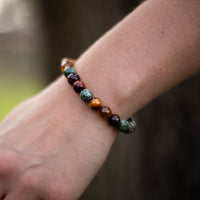 Armband "Schützende Energien" aus Tigerauge, Stierauge, afrikanischem Türkis & Onyx 2
