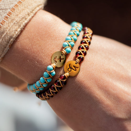 "12 Constellations" Woven Bracelet in Natural Stones