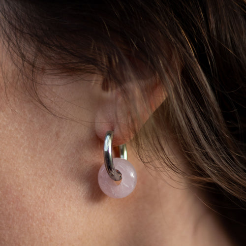 "Double Creole" Earrings in Natural Stones