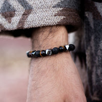 Triple Protection Bracelet in Lava Stone, Tiger's Eye & Hematite 6