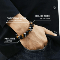 "Dreifachschutz" geflochtenes Armband aus Hämatit, Tigerauge & Obsidian 4