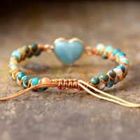 Armband mit Herzmotiv "Geflochten" aus Amazonit 3