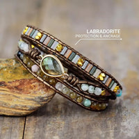Bracelet enroulé labradorite « Protection symbolique » 3